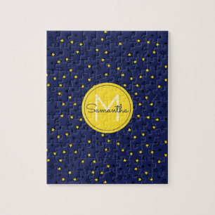 Puzzle Ciel Nocturne Étoiles Mignonnes sur Motif Bleu Mar