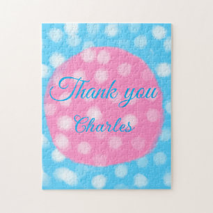 Puzzle Ciel rose points blancs bleus merci ajouter un nom