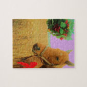 Puzzle Ciel rose rétro Cheval de Noël (Horizontal)