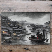 Puzzle Ciel sombre au-dessus d'un village de pêcheurs chi