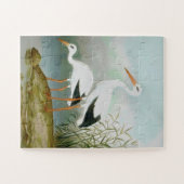 Puzzle cigogne blanche, illustrations d'oiseaux (Horizontal)