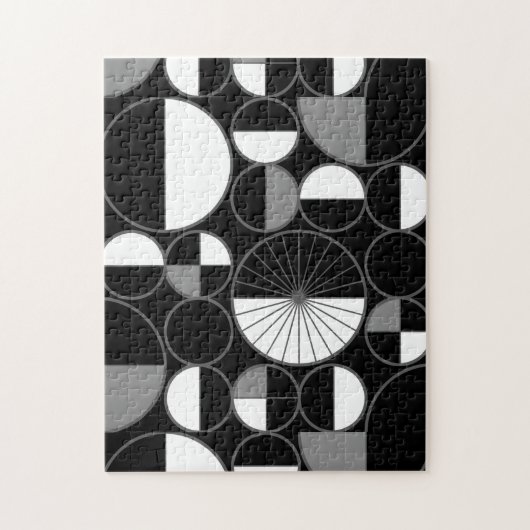 Puzzle Circles Halves Black Gray (Vertical)