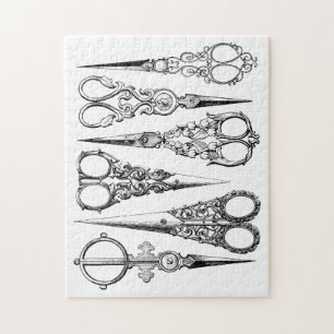 Puzzle ciseaux de coiffeur victorien élégant