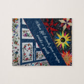 Puzzle Citation de couture de patchwork bleu (Horizontal)