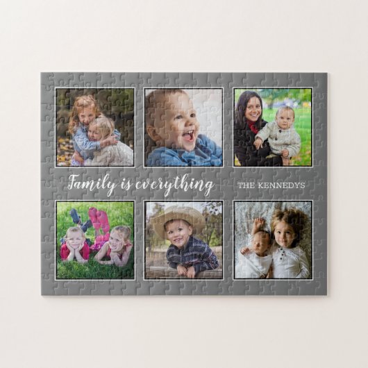 Puzzle Citation de famille 6 photo Collage gris (Horizontal)