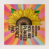 Puzzle Citation et tournesol tiré à la main (Horizontal)