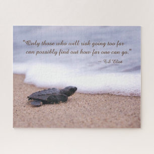 Puzzle Citation Inspirante Bébé Tortue de Mer Sable Océan