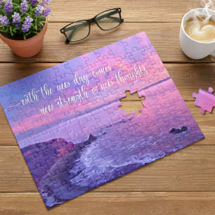 Puzzle Citation inspirante de Purple Pink Ocean Sunset