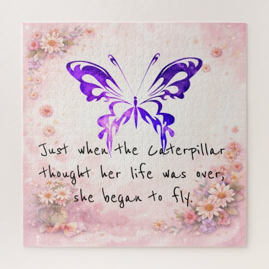 Puzzle Citation Inspirante Papillon Violet (Vertical)