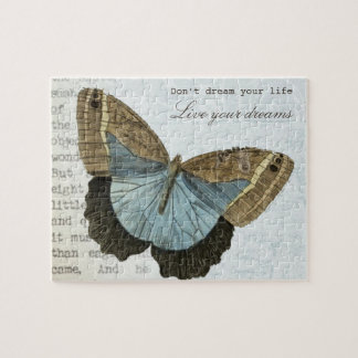Puzzle Citation inspirée positive de papillon vintage