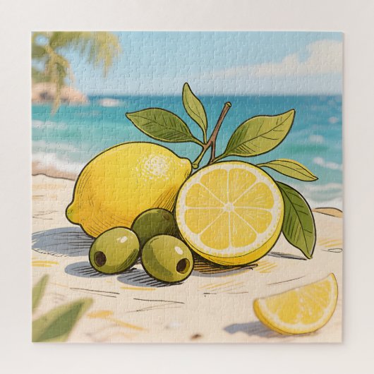 Puzzle Citron Olive de la plage ensoleillée Frais (Vertical)