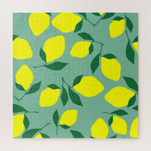 Puzzle Citron simple, Arrière - plan vert.