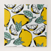 Puzzle citrons dessinés à la main, motif vibrant. (Horizontal)