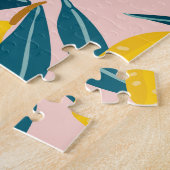 Puzzle citrons illustrés : motif transparent rose (Côté)