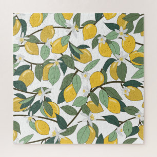 Puzzle Citrons Jaunes, Impression Tropicale Sans Fil.