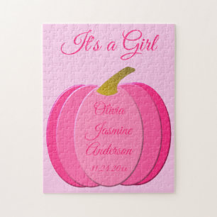 Puzzle Citrouille Bébé Fille Rose Mignonne Naissance Bébé