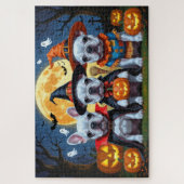 Puzzle Citrouille de Bulldogs français Halloween drôle (Vertical)