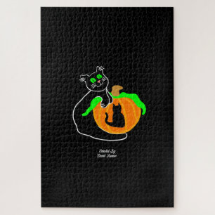 Puzzle Citrouille de chat noir (1014 pièces)
