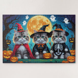 Puzzle Citrouille de chats perses Halloween drôle