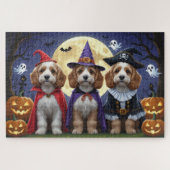 Puzzle Citrouille de chien Cockapoo Halloween drôle (Horizontal)