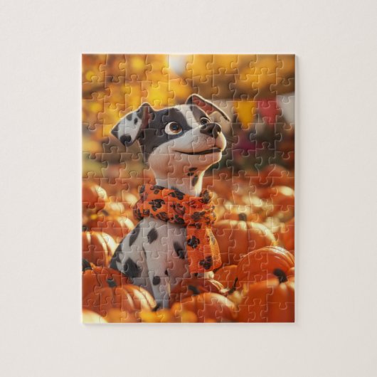Puzzle Citrouille et chiot (Vertical)
