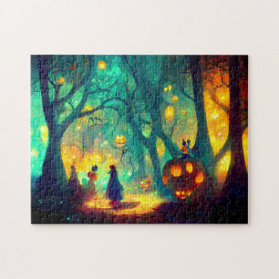 Puzzle Citrouille Lumineuse Halloween Sorcières Magiques