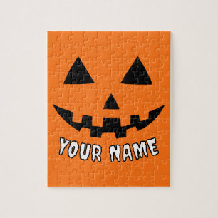 Puzzle Citrouille orange personnalisé Halloween Votre Nom