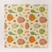 Puzzle Citrouille vert et orange, motif sans soudure. (Horizontal)