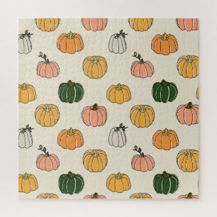 Puzzle Citrouille vintage Harvest, Motif sans joint.