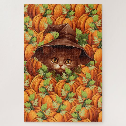 PUZZLE CITROUILLES DE THANKSGIVING CHAT MIGNON (Vertical)