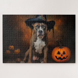Puzzle Citrouilles d'Halloween effrayantes American Staff