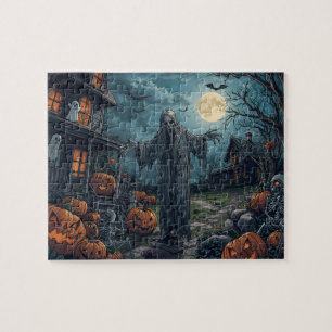 Puzzle Citrouilles fantômes de Halloween pleine lune effr