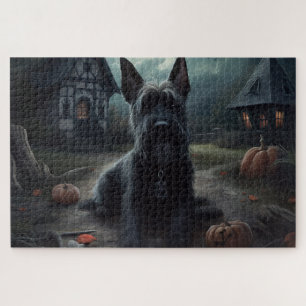 Puzzle Citrouilles Scottish Terrier Halloween Épouvantabl