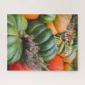 Puzzle Citrouilles verts et oranges avec fleurs (Horizontal)