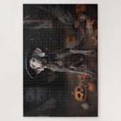 Puzzle Citrouilles Weimaraner Halloween Épouvantable (Vertical)