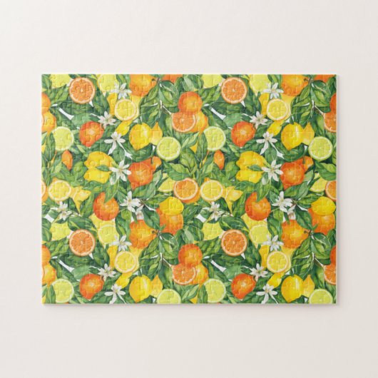 Puzzle Citrus Orchard Harvest:  Lemon & Orange pattern (Horizontal)