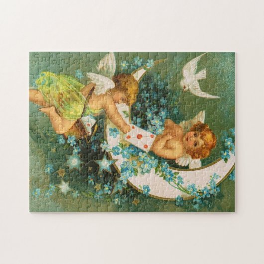 Puzzle Clapsaddle : Deux anges sur une lune de faucille (Horizontal)