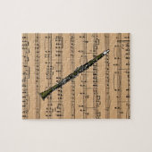 Puzzle Clarinet Avec Arrière - plan Partition (Horizontal)