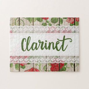 Puzzle Clarinet Bois Dentelle Rustique Rose