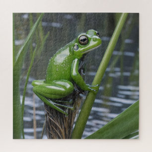Puzzle "Clarté cristalline : Grenouille verte en verre su