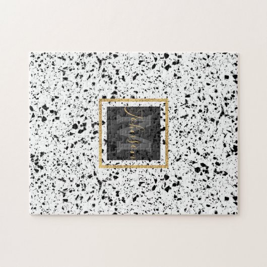 Puzzle Classé en marbre noir Terrazzo (Horizontal)