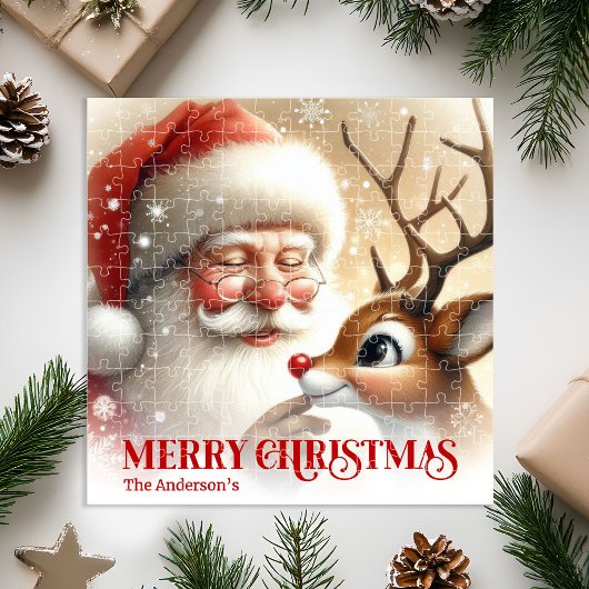 Puzzle Classic Santa Rudolph Personalized Christmas Kids