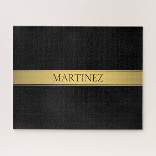 Puzzle Classy Faux Gold Stripe & Black Arrière - plan ou 