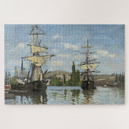 Puzzle Claude Monet Ships on the Seine River Travel Art (Horizontal)