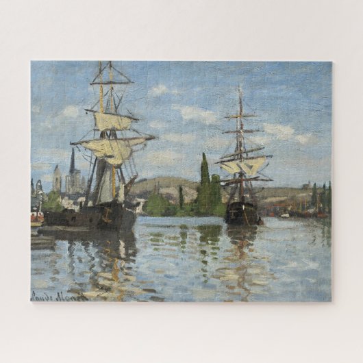 Puzzle Claude Monet Ships on the Seine River Travel Art (Horizontal)