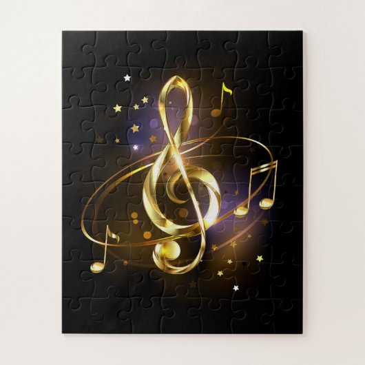 Puzzle Clé de Sol Musicale en Or (Vertical)