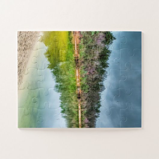 Puzzle Clear Fishing Lake Vue en automne (Horizontal)