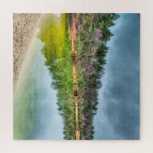 Puzzle Clear Fishing Lake Vue en automne (Horizontal)