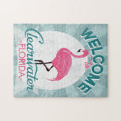 Puzzle Clearwater Florida Flamant rose rose Retro (Horizontal)