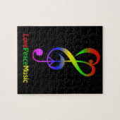 Puzzle Clef triple hippie de musique de paix d'amour (Horizontal)